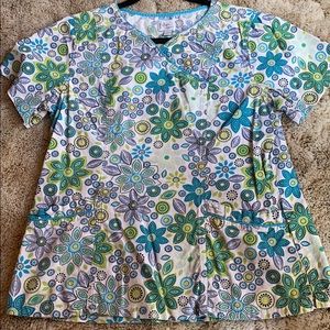 Blue and Green Scrub Top